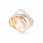Золотое кольцо с фианитами к03596 от ювелирного магазина Оникс - 1