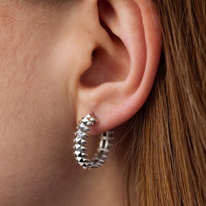 Серьги - кольца в белом золоте с08622 №4