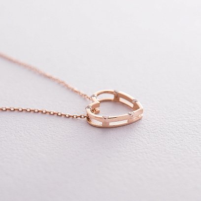 Золотое колье "Сердце" (фианит) кол01603 №4