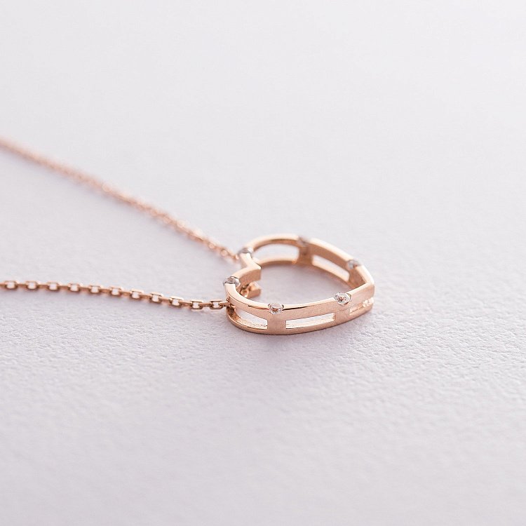 Золотое колье "Сердце" (фианит) кол01603 от ювелирного магазина Оникс - 5