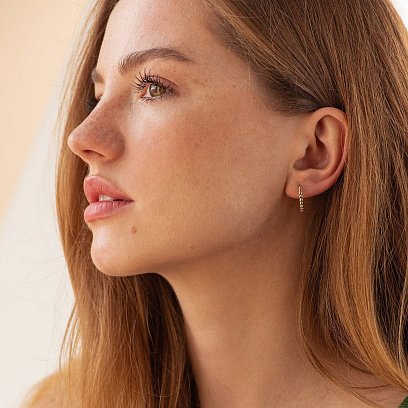 Сережки - кільця в червоному золоті (кульки) с09043 №4