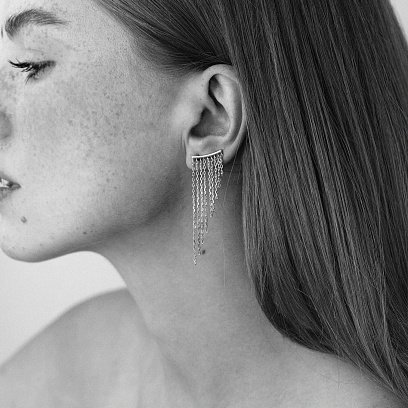 Срібні сережки - клаймбери з ланцюжками OR113060 №9