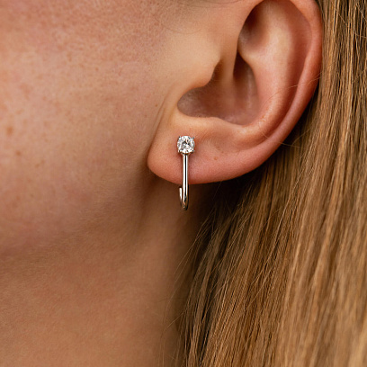 Серебряные серьги - пусеты "Rita" с фианитами 7241 №4