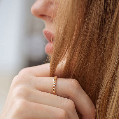 Кольцо "Цепочка" в красном золоте к07627 №4