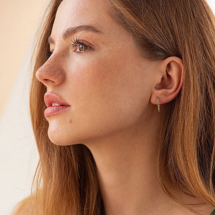 Сережки - кільця в червоному золоті (кульки) с09043 від ювелірного магазину Онікс - 3