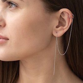 Серебряная серьга - каффа "Свобода" 122739