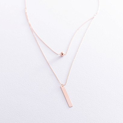 Колье с шариком в красном золоте (возможна гравировка) кол01718 №5