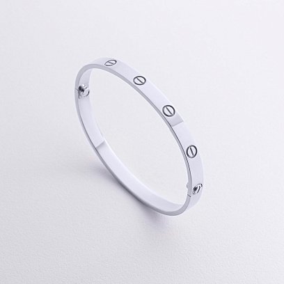 Жорсткий браслет "Love" у білому золоті б05459