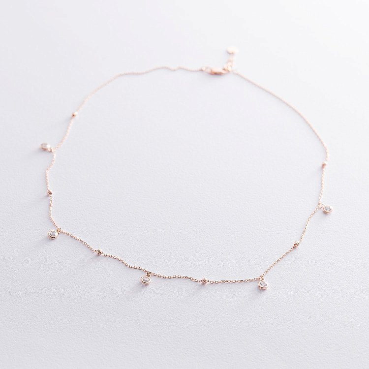 Кольє в червоному золоті з фіанітами кол01634 від ювелірного магазину Онікс - 3