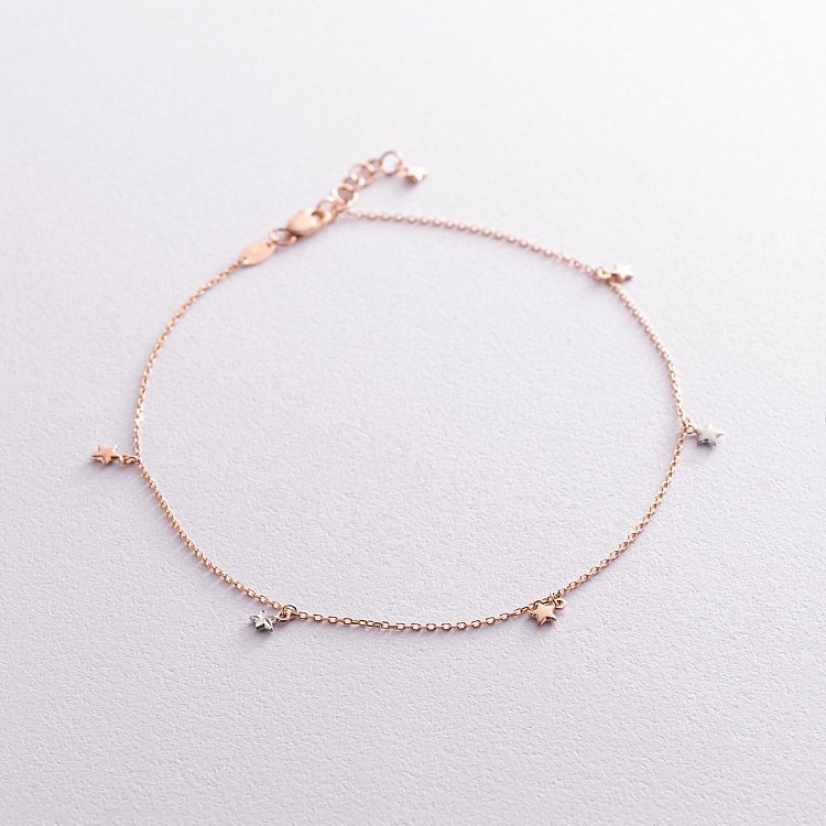 Золотой браслет на ногу "Звезды" б04584 от ювелирного магазина Оникс