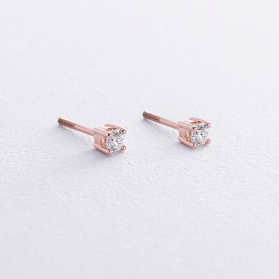 Сережки - пусети з діамантами (червоне золото) 34752421
