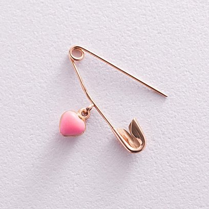 Золота дитяча шпилька "Сердечко" з емаллю зак00209 №3