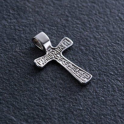 ﻿Хрестик у білому золоті (чорніння) п03786 №6