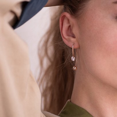 Золотые серьги "Вдохновение" с фианитами с06190 №2