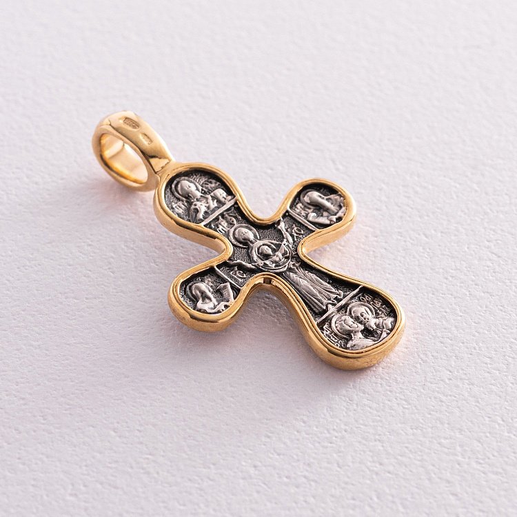 Срібний хрестик з позолотою "Розп'яття. Божа Матір Оранта" 131672 від ювелірного магазину Онікс - 1
