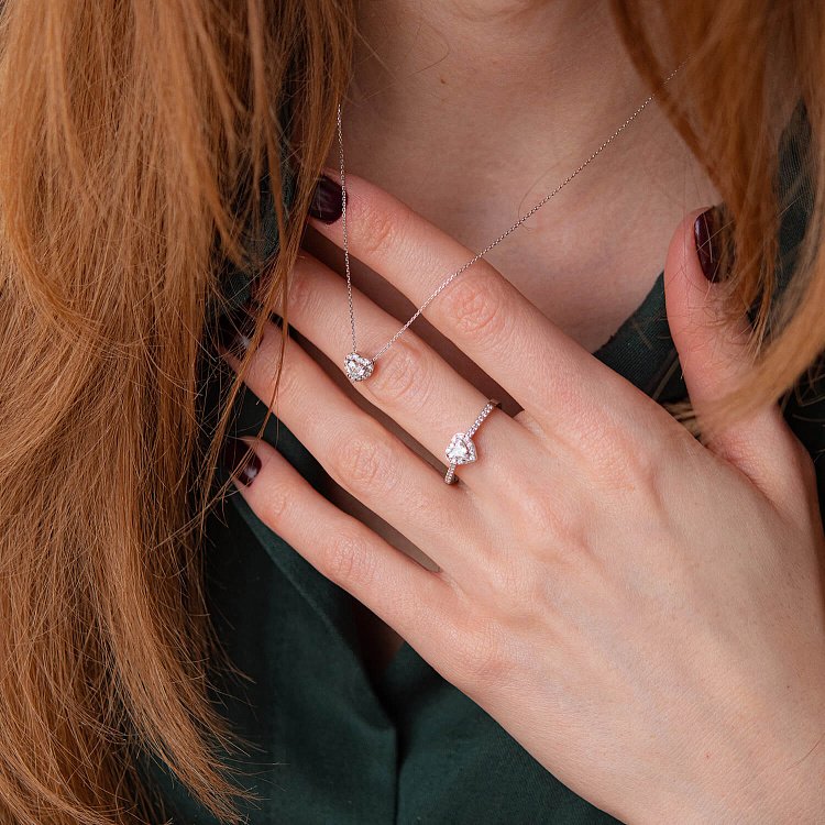 Золотое кольцо "Сердечко" с бриллиантами кб0394z от ювелирного магазина Оникс - 6