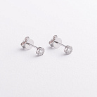 Золотые серьги - пусеты с бриллиантами сб0665ca от ювелирного магазина Оникс - 1