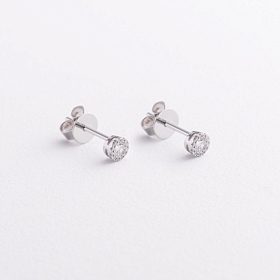 Золотые серьги - пусеты с бриллиантами сб0665ca №2