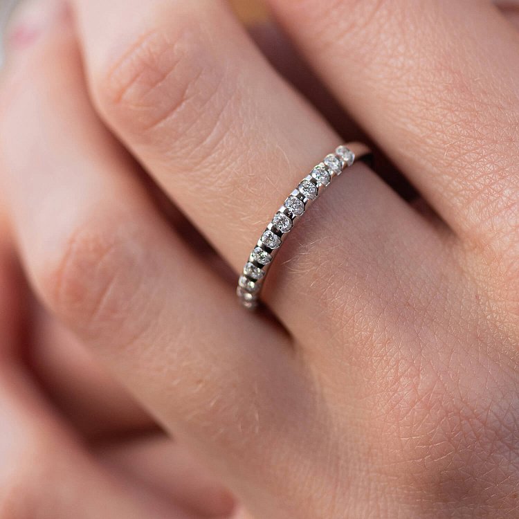 Кольцо в белом золоте с бриллиантами кб0486ca от ювелирного магазина Оникс - 9