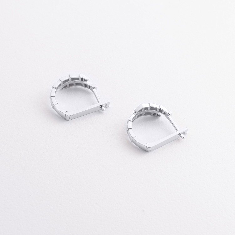 Серьги "Змеи" в белом золоте с09470 от ювелирного магазина Оникс - 1