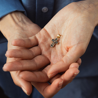 Золотий хрестик "Розп'яття. Молитва "Господи, помилуй" п03610 №2