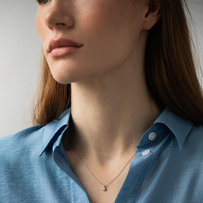 Золотое колье с бриллиантом колб0173у №2