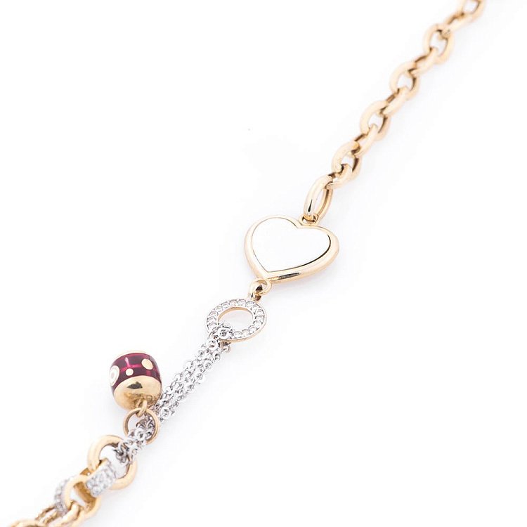 Золотой браслет "Сердце" с эмалью и фианитами б02301 от ювелирного магазина Оникс - 7