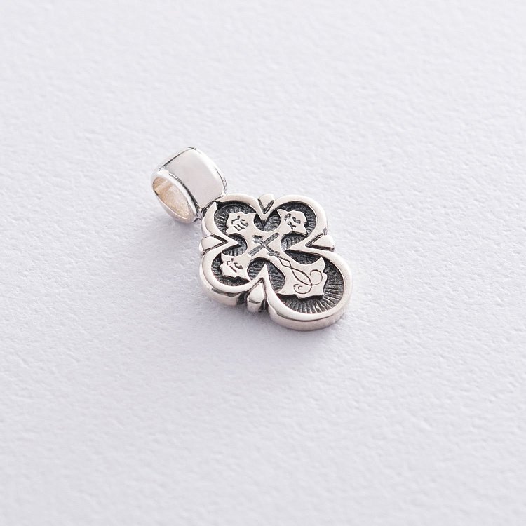 Серебряный крестик "Да Воскреснет Бог" 13759 от ювелирного магазина Оникс - 5