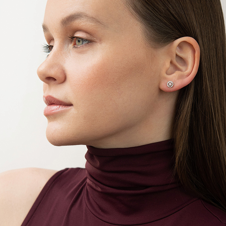 Золотые серьги - пусеты "Сердечки" с бриллиантами сб0049са от ювелирного магазина Оникс - 6