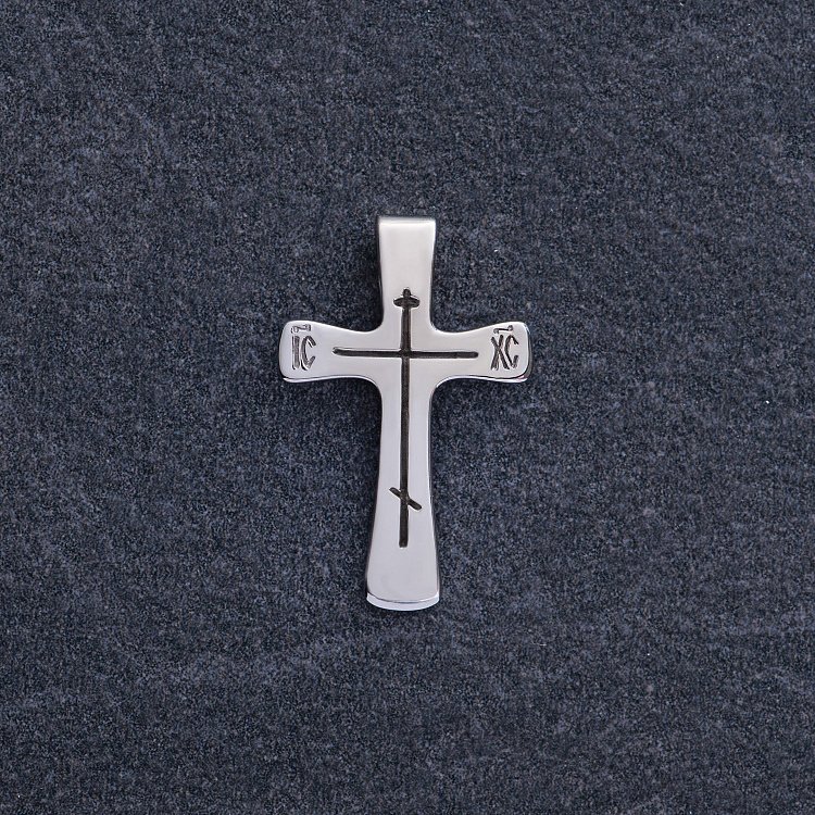 Крестик в белом золоте (чернение) п03786 от ювелирного магазина Оникс - 2