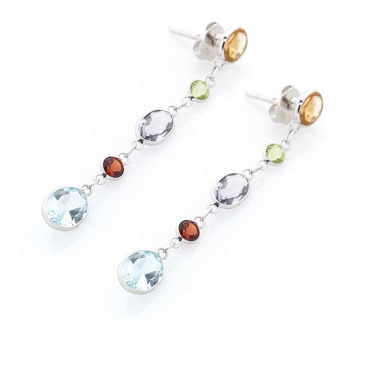 Золоті сережки (аметист, цитрин, уваровит, піроп, топаз) сб0142sp від ювелірного магазину Онікс