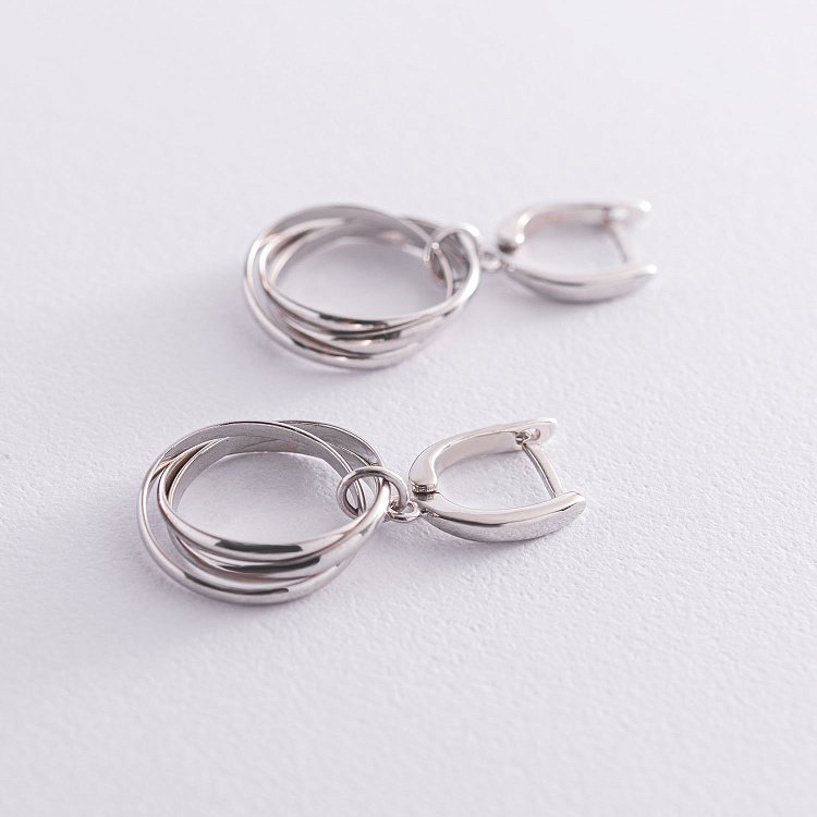 Серебряные серьги "Круговорот" на английской застежке 122986 от ювелирного магазина Оникс - 4