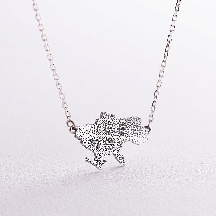 Серебряное колье "Карта Украины" 181268 от ювелирного магазина Оникс - 3