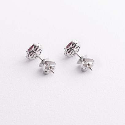 Золоті сережки - пусети "Сердечки" (діаманти, рубіни) сб0652nl №2