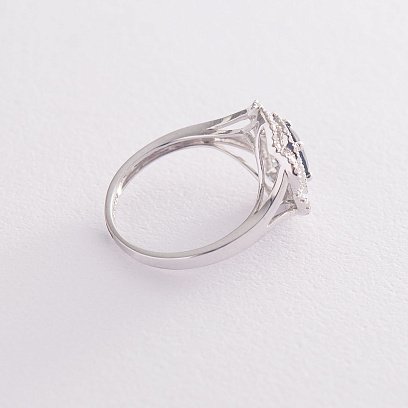 Золота каблучка з синім сапфіром і діамантами к346 №3