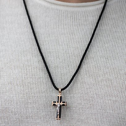 Золотой православный крест "Распятие. Спаси и Сохрани" (каучук) 940011 №4