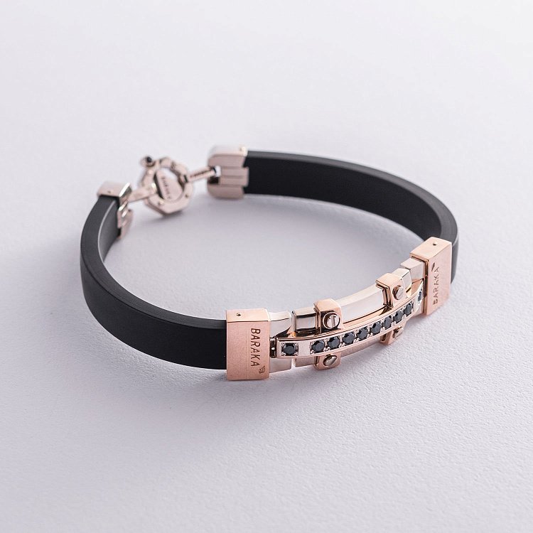 Чоловічий золотий браслет (каучук) Б0025/1 від ювелірного магазину Онікс