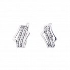 Срібні сережки з фіанітами (родій) 121493 от ювелирного магазина Оникс - 1