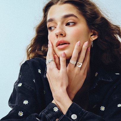 Сережка - каффа в білому золоті с06379 №8