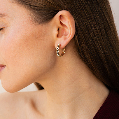 Сережки - кільця в жовтому золоті с09299 №4