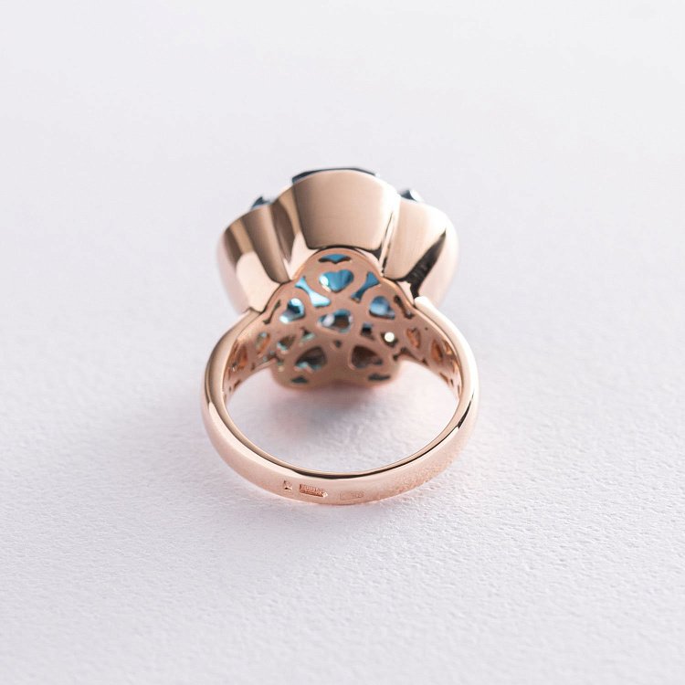 Золота каблучка "Квітка" (Лондон топаз)  к1005k від ювелірного магазину Онікс - 4