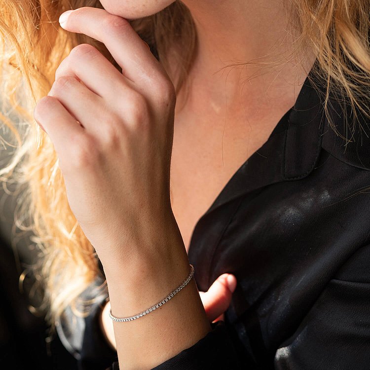 Браслет Теніс у білому золоті з білими діамантами 518731521 від ювелірного магазину Онікс - 1