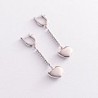 Срібні сережки "Сердечки" на ланцюжку 123146 от ювелирного магазина Оникс - 4