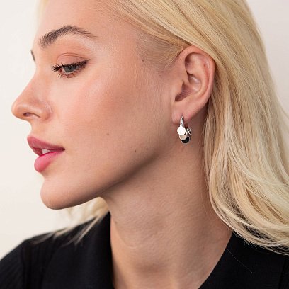 Серебряные серьги - кольца "Монетки" 123195 №2