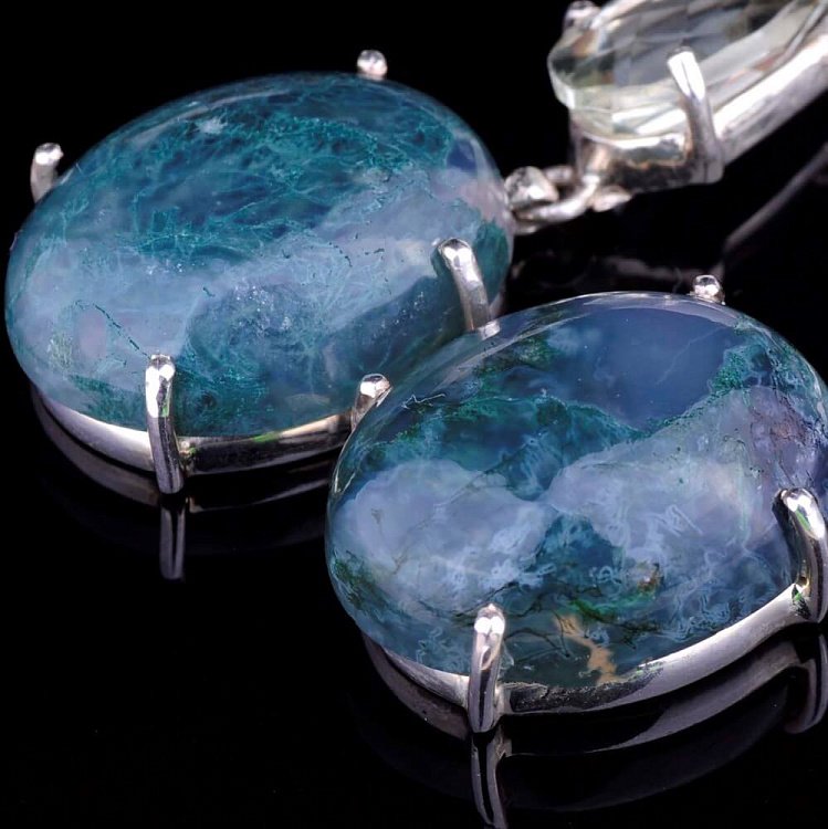 Серьги (агат, кварц) 121326 от ювелирного магазина Оникс - 2