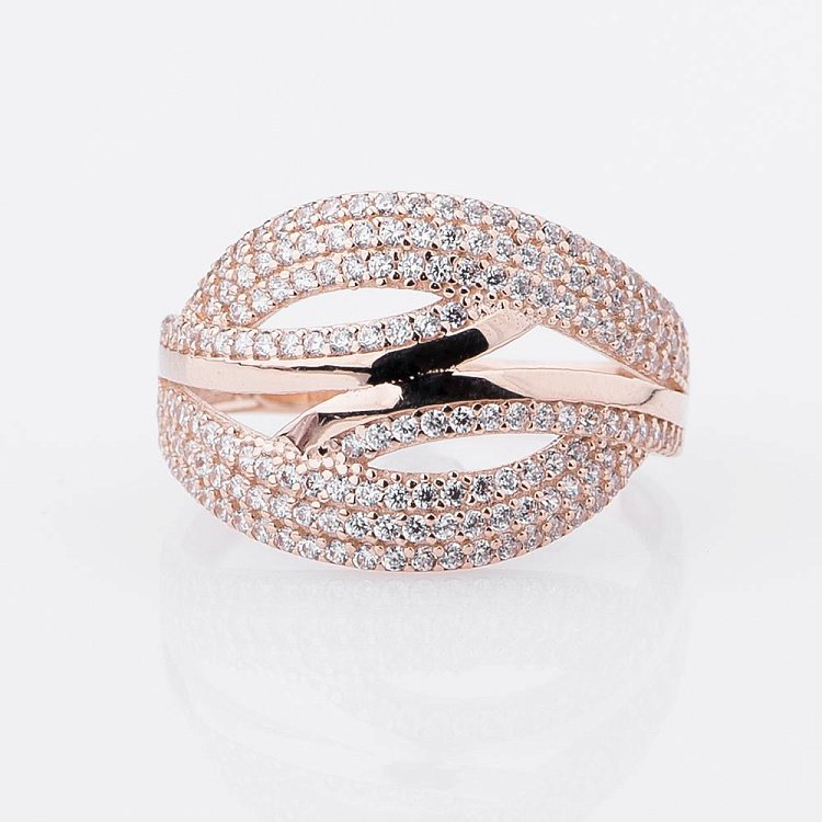 Золотое кольцо с фианитами к04190 от ювелирного магазина Оникс - 1