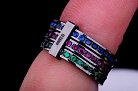 Оксидированное тройное кольцо с цветными фианитами к02637 от ювелирного магазина Оникс - 4