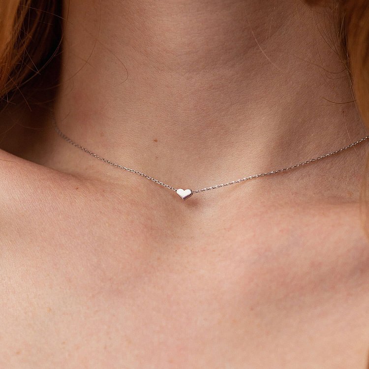 Колье "Сердечко" в белом золоте кол01771 от ювелирного магазина Оникс - 19