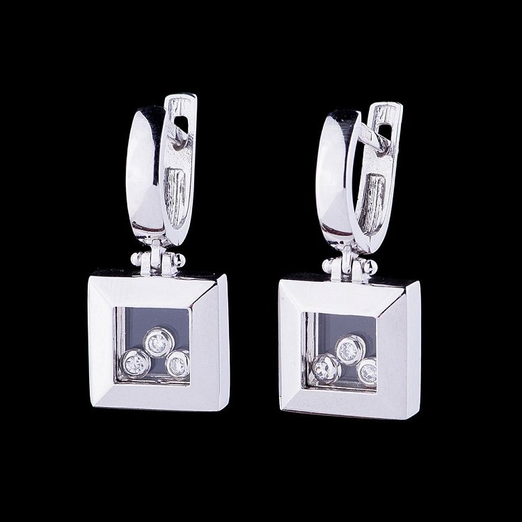 Золоті сережки "Кубики" з фіанітами с04284 від ювелірного магазину Онікс