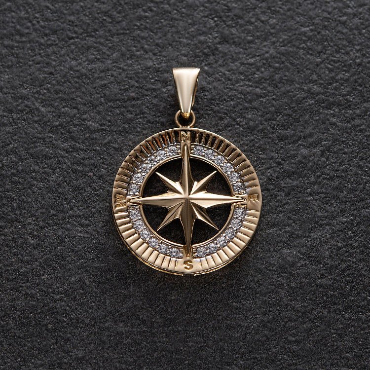 Кулон "Роза ветров" в желтом золоте п03331 от ювелирного магазина Оникс